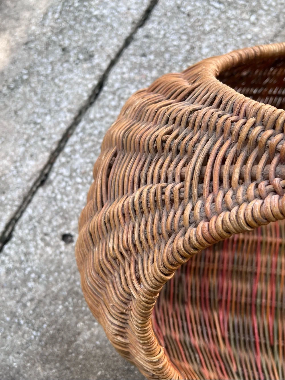 Vintage 1970s Sculptural Wicker Canoe Basket